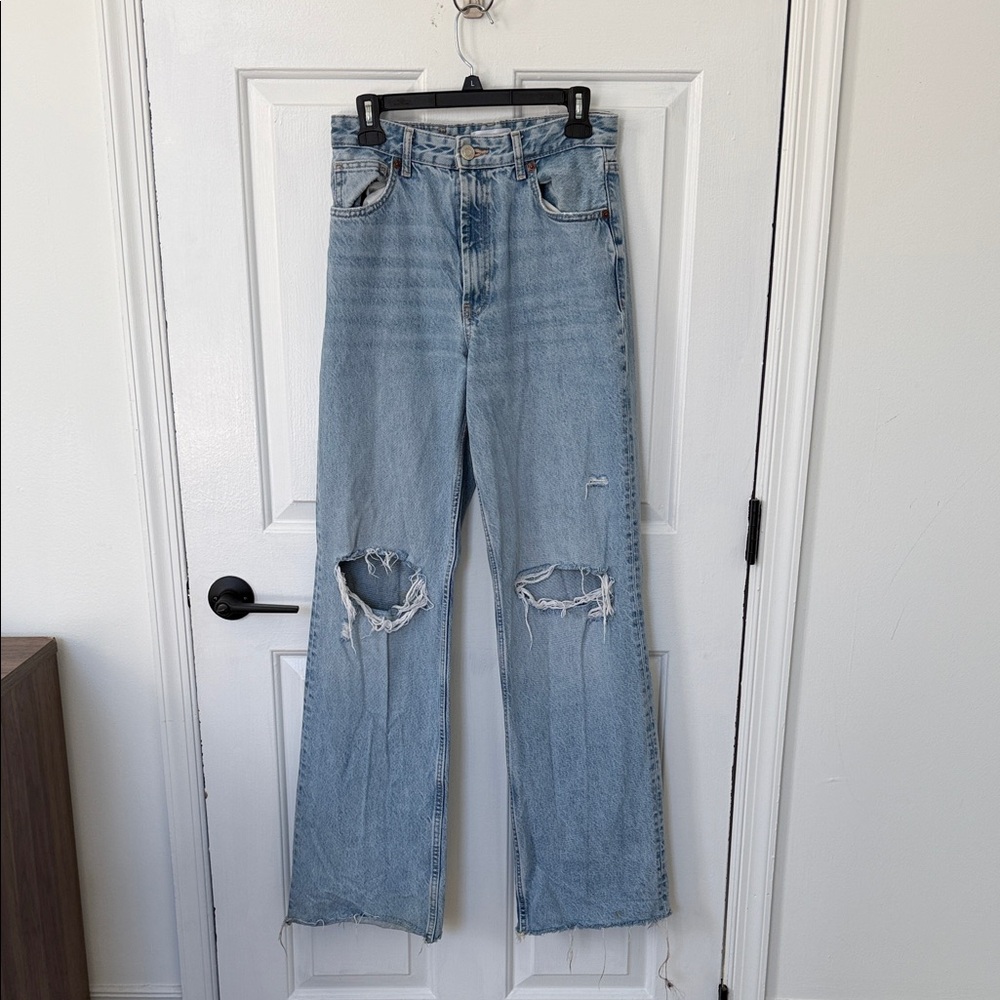 Zara Light Blue Flare & Wide Leg Jeans